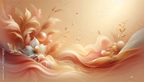 Tranquil Warm Tones with floral,Generative AI