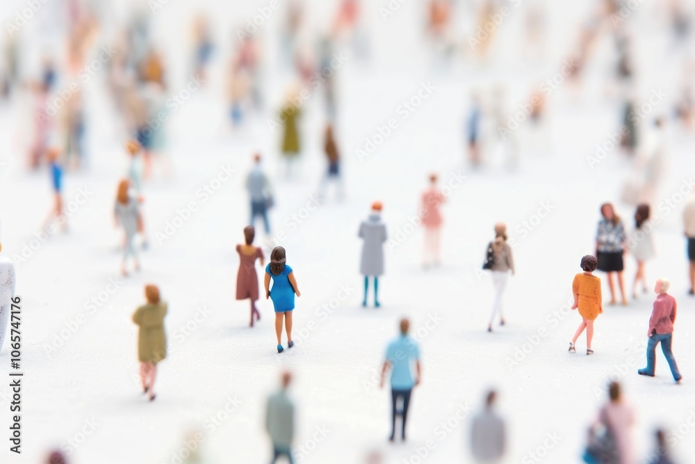 Obraz premium Miniature people women on white background