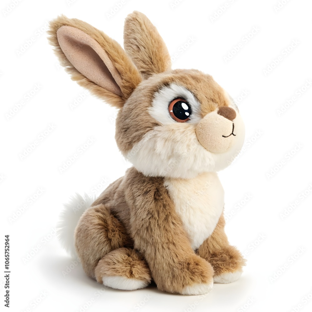 Fototapeta premium cute plush bunny toy on a white background for graphic design resources
