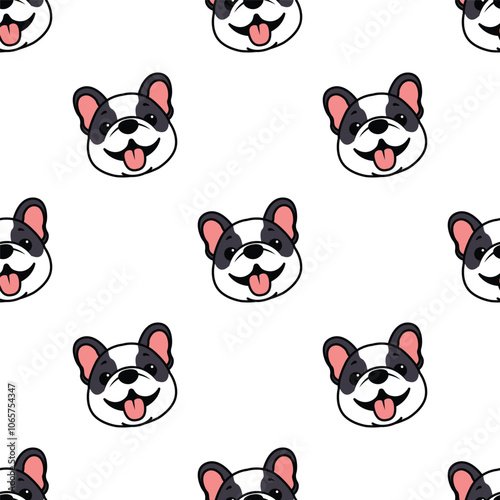 Cute french bulldog cartoon seamless pattern, vector illustration