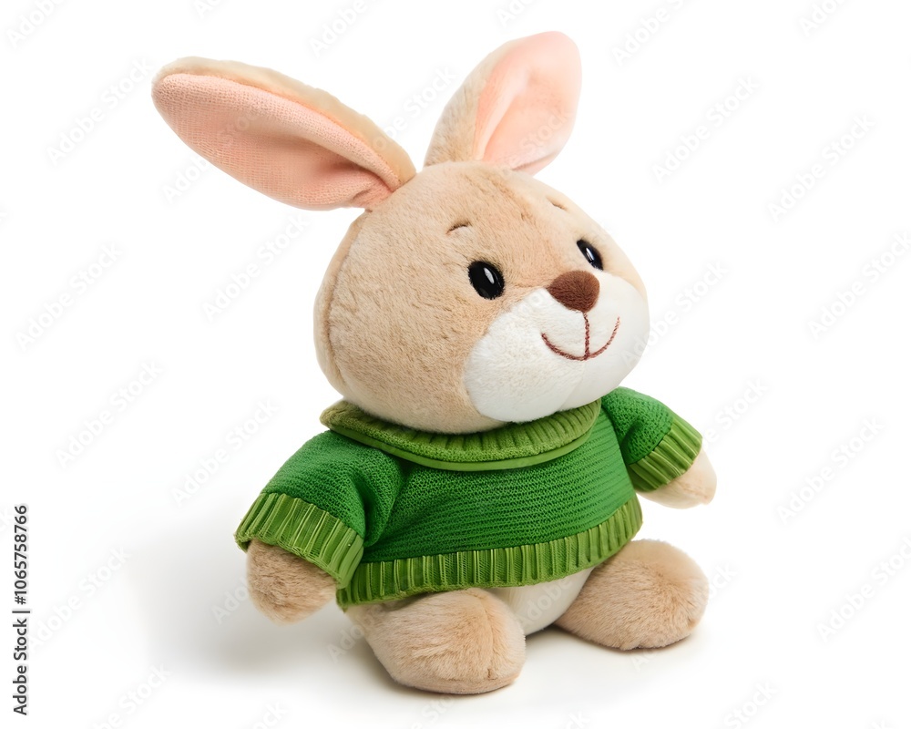 Obraz premium plush baby bunny with playful expressions on white background for decorative art