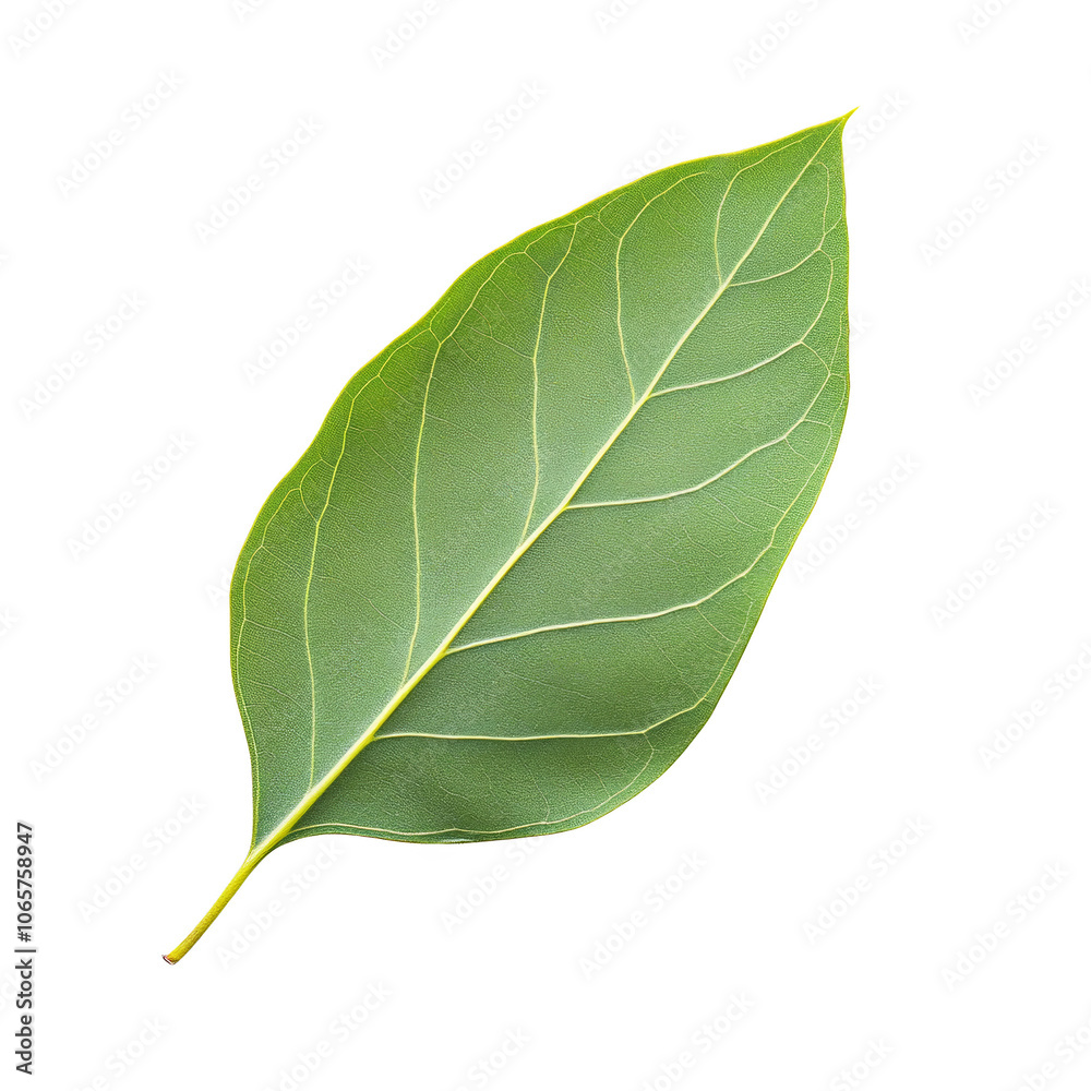 Obraz premium Single green leaf on a black background.