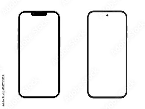 Smartphone Screens, Mobile Phone, Template, Front View, Frame, Black, Minimalism, Mokup, Isolated	