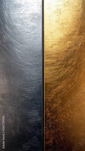 Elegant Silver and Gold Metal Panel with Fine Texture - made with Generative AI photo