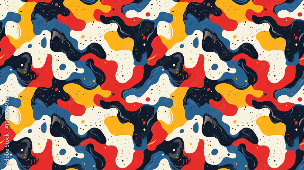 Obraz premium Seamless abstract texture pattern featuring a chaotic array of colors and shapes ideal for modern artwork and textile design