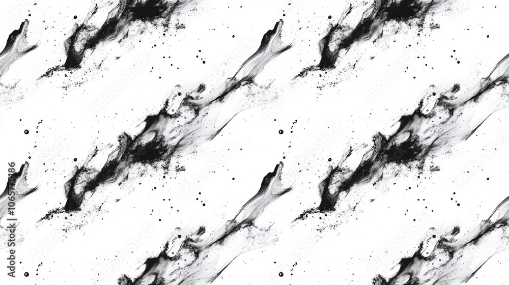Fototapeta premium Elegant seamless pattern of black water spray on white fabric modern textile design for luxury wallpaper and home decor