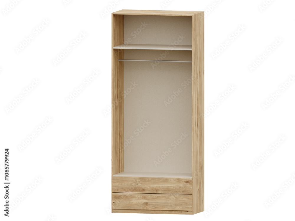 Obraz premium Wooden shelves isolated on white background for home or office storage
