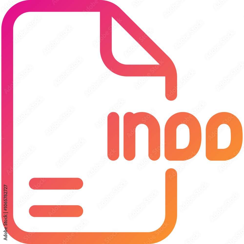 Obraz premium Colorful Logo Design Featuring a Stylized Document and the Word Indo, Symbolizing Digital Content Creation in a Vibrant Style