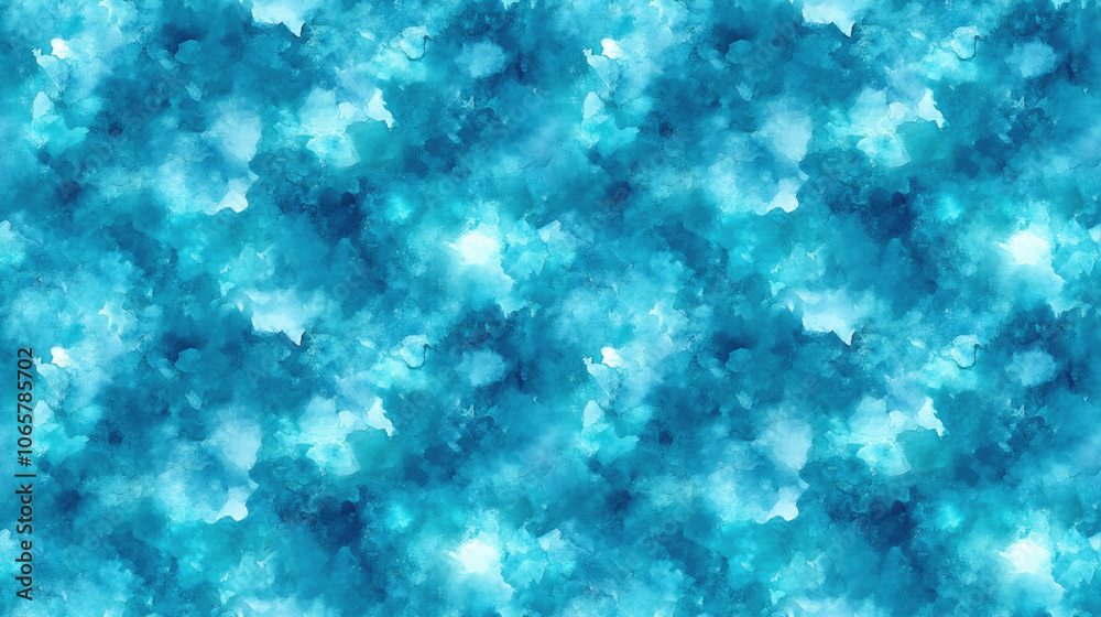 Obraz premium Seamless abstract watercolor pattern featuring a vibrant turquoise teal background suitable for textile and graphic design