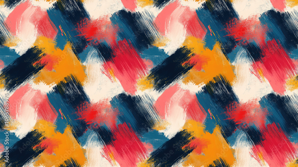 Obraz premium Seamless pattern of brushed painted abstract backgrounds featuring vibrant brush strokes ideal for textile design or digital art projects