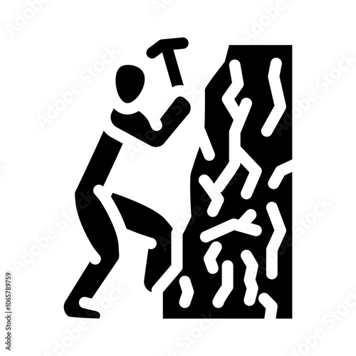 ice climbing winter sport glyph icon vector. ice climbing winter sport sign. isolated symbol illustration