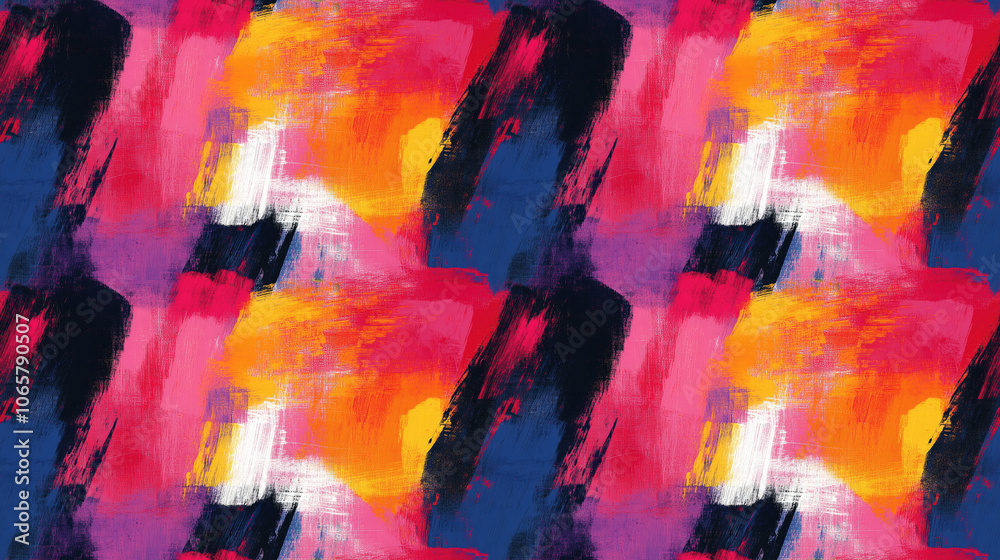 Fototapeta premium Seamless brushed abstract pattern featuring bold paint strokes and vibrant colors perfect for textile design and artistic projects