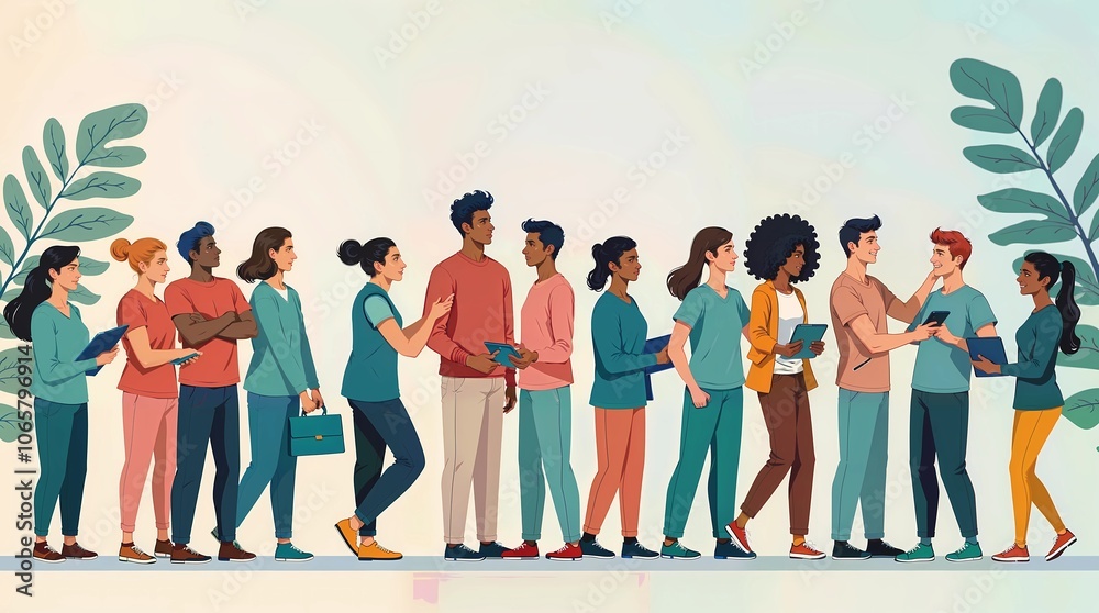 Fototapeta premium Diversity and Inclusion in Healthcare. Design a background illustration that celebrates diversity and inclusion in healthcare and represents people from diverse background.