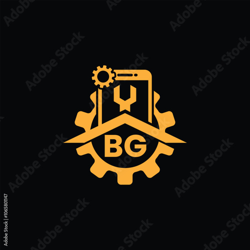 Abstract Mobile Repair Symbol With Letter BG