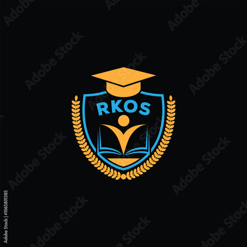 Abstract Education Symbol And Letter RKOS photo