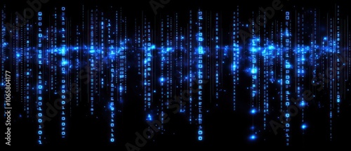 Wallpaper Mural A digital representation of cascading blue binary code against a black background. Torontodigital.ca