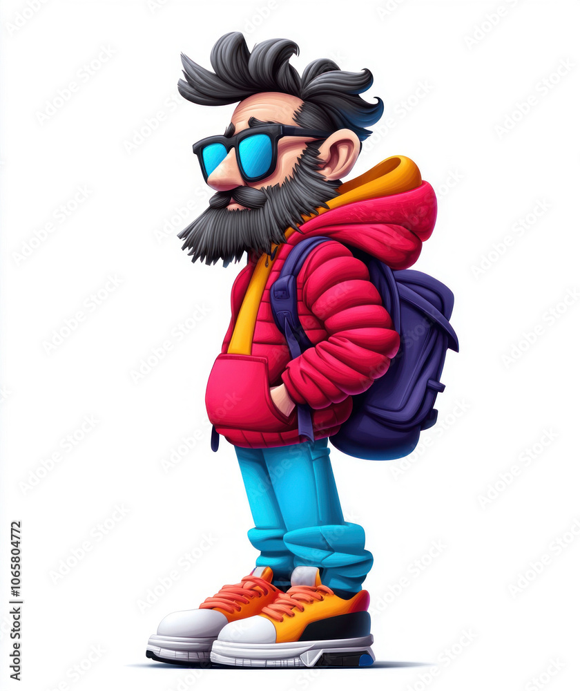 Obraz premium Urban Cartoon Character in Trendy Streetwear Outfits