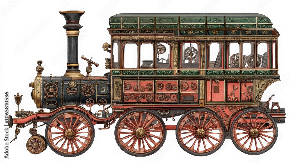 Fototapeta premium Vintage Steam Locomotive: Intricate Design and Historical Craftsmanship