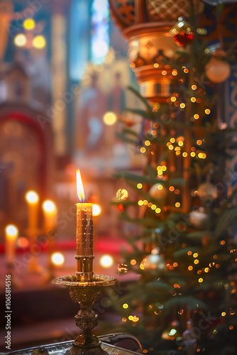 Orthodox Christmas background with magical atmosphere