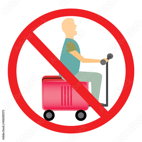 Smart rideable electric suitcase ban symbol