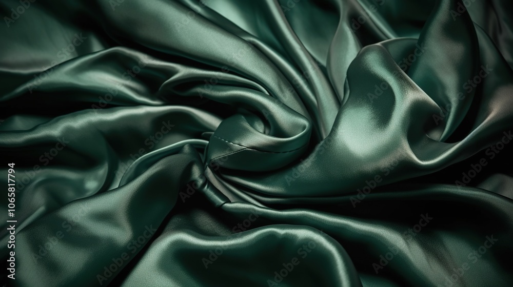 Fototapeta premium Elegant Green Satin Fabric Texture