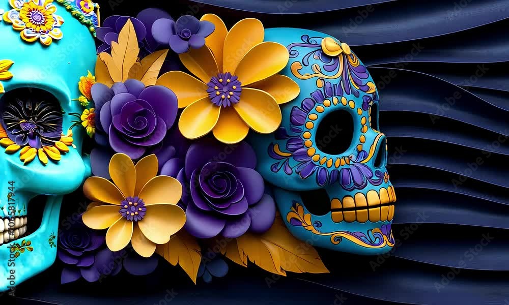 sugar skull and flowers, day of the dead