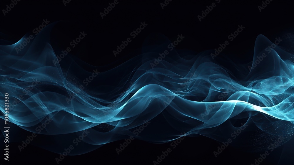 Fototapeta premium Ethereal Blue Wave Abstract Background Art