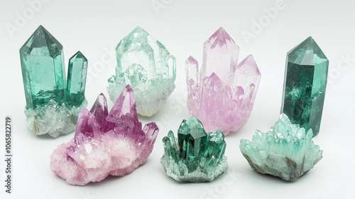 Raw Raw Raw Roug and Green Crystals Collection Mineral Specimens Gemstone Gemstone Raw Roug photo