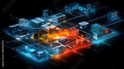 The future of cybersecurity with an isometric security dashboard featuring end-to-end encryption for enhanced protection