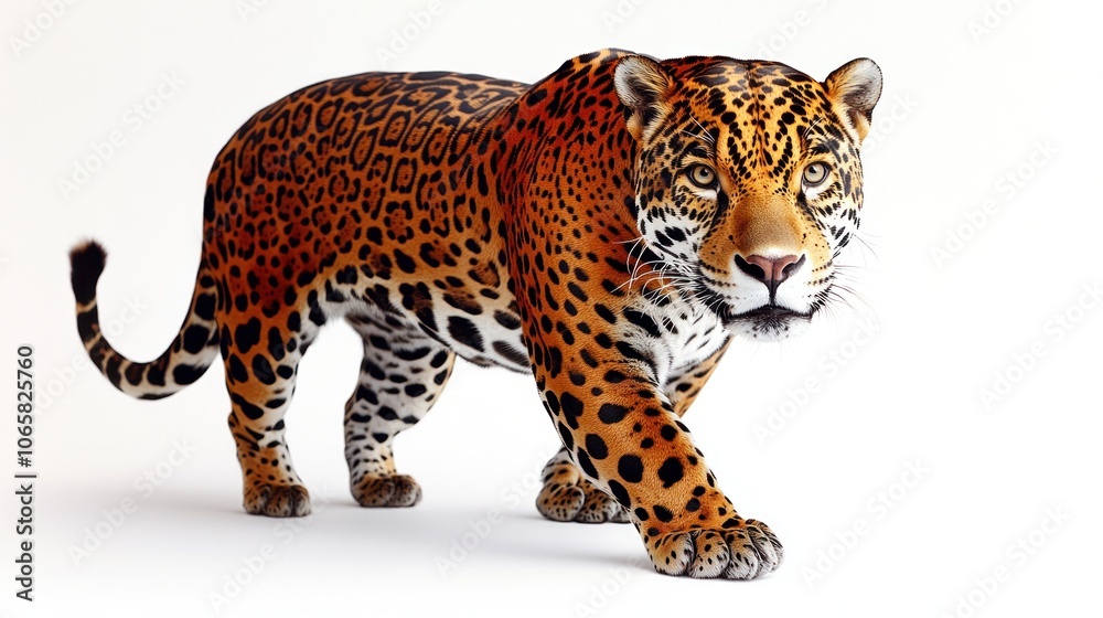 Obraz premium The jaguar moves gracefully, showcasing its vibrant spots and strong physique