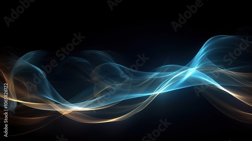 Ethereal Light Waves on Black Background