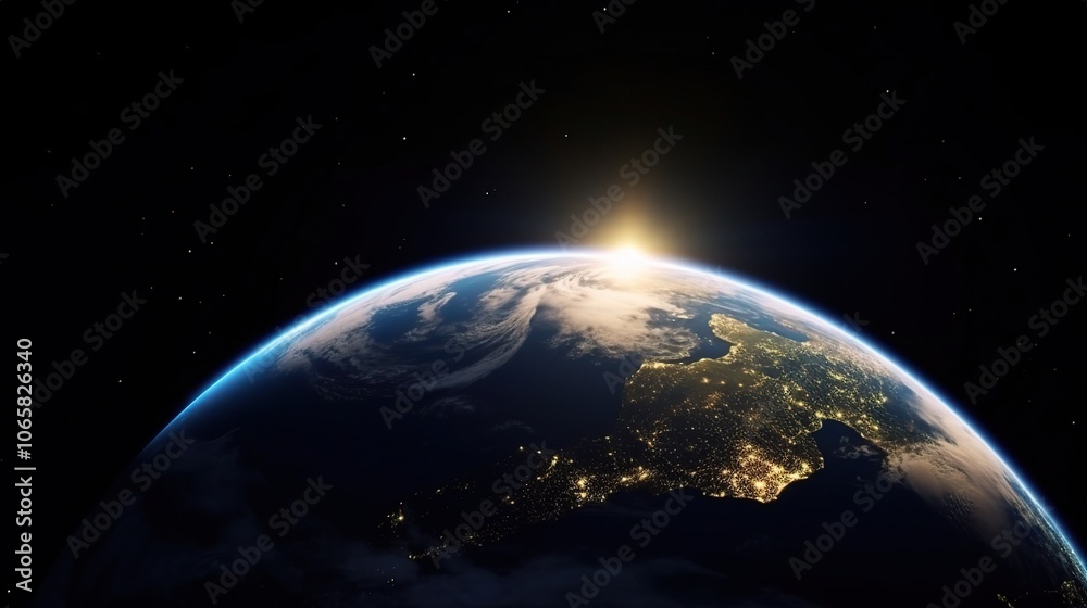 Obraz premium Sunrise Over Earth From Space Perspective