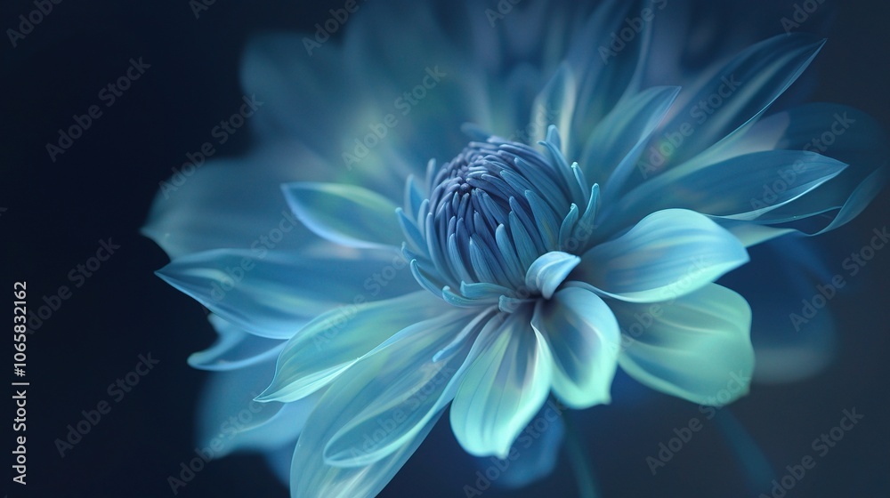 Obraz premium Serene Blue Dahlia: Close-up of a Teal Dahlia in Bloom 