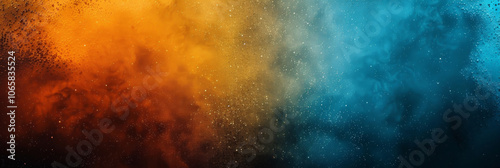 Abstract Dual-Tone Gradient with Vibrant Orange and Blue Particle Texture