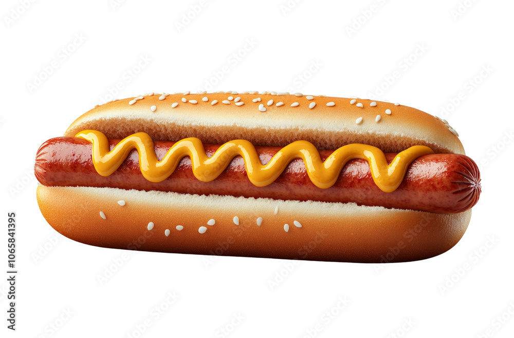 Tasty Hot Dog with Mustard Topping Tasty Hot Dog with Mustard Topping