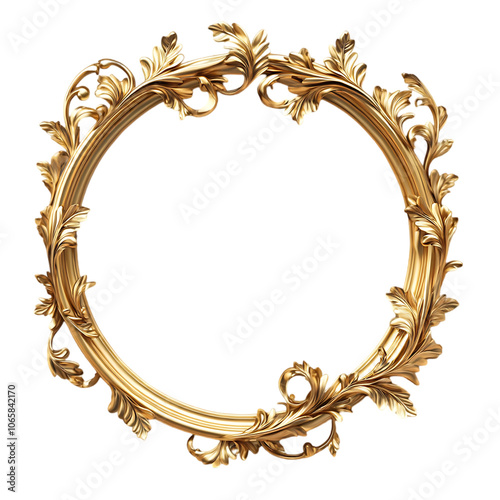 Golden luxury photo frame isolated on background