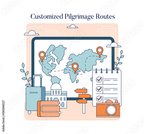 Pilgrimages. Flat Vector Illustration