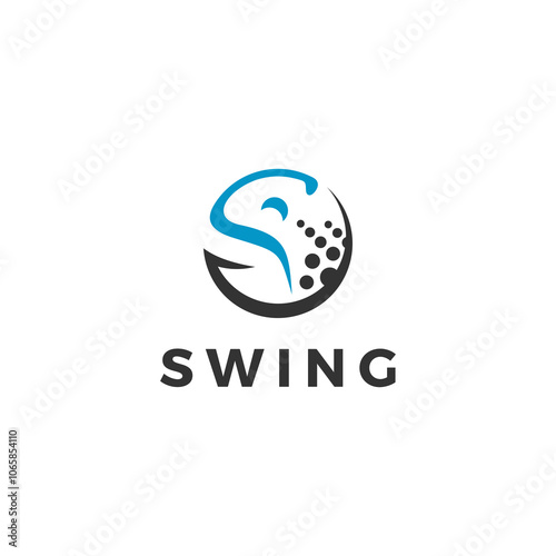 logo design look like people playing a golf in blue and grey background