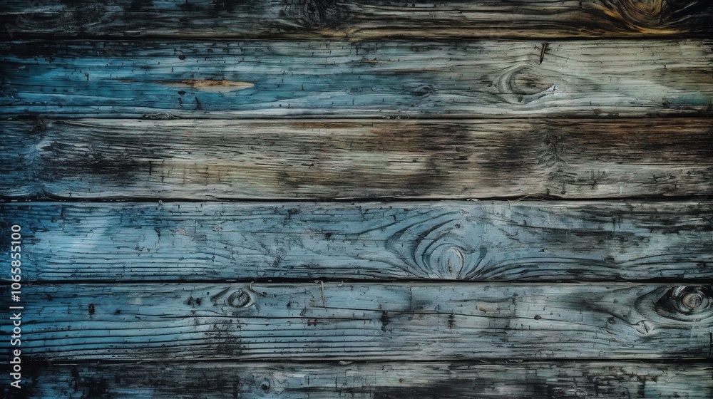 Obraz premium Rustic Blue Wooden Plank Background: A weathered and textured wood plank background in shades of blue, perfect for adding a touch of rustic charm to your designs. 