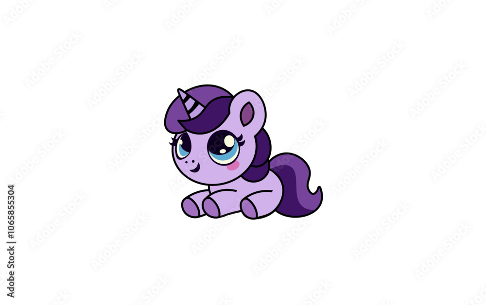 Vector illustration of a cartoon pony with beautiful eyes and a fluffy tail Vector illustration of a cartoon pony with beautiful eyes and a fluffy tail