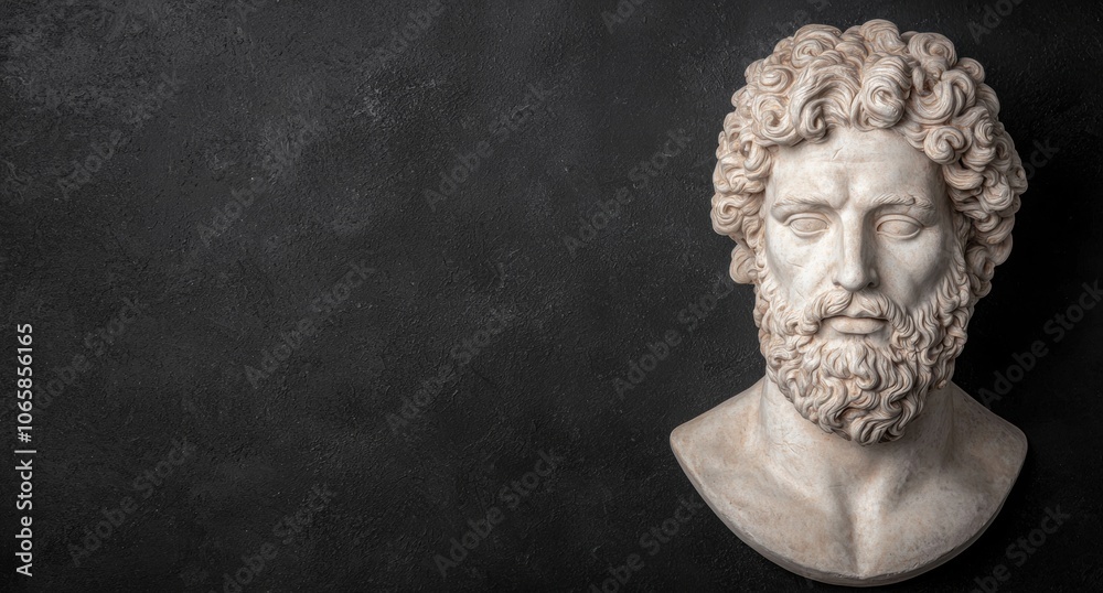 Fototapeta premium Marble bust of a bearded man with curly hair