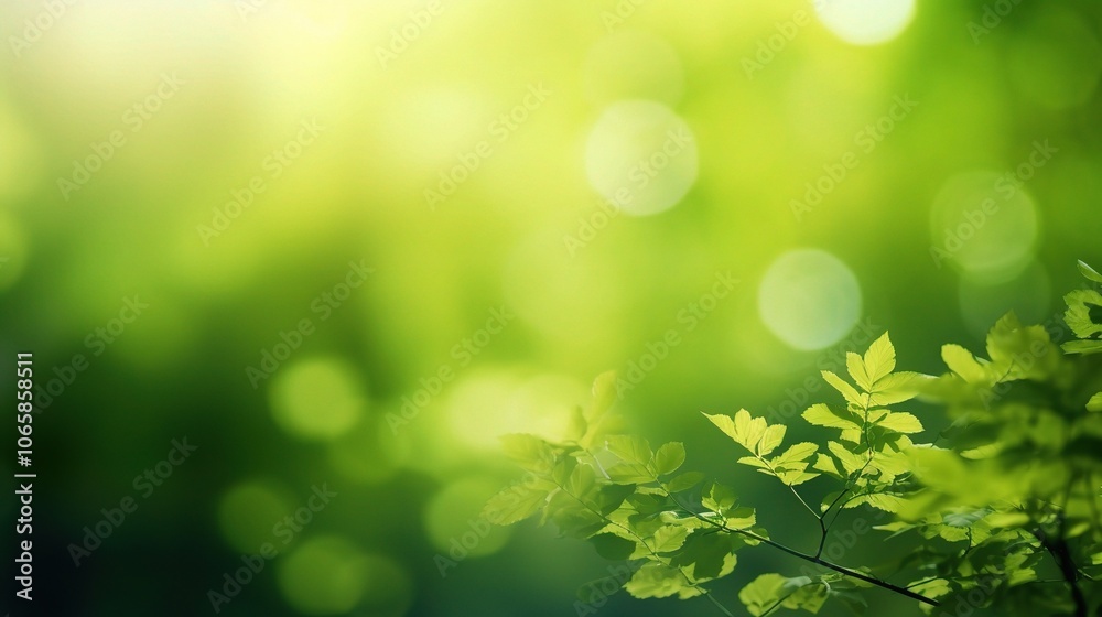 Fototapeta premium Nature's Embrace: Sunlit Green Leaves 