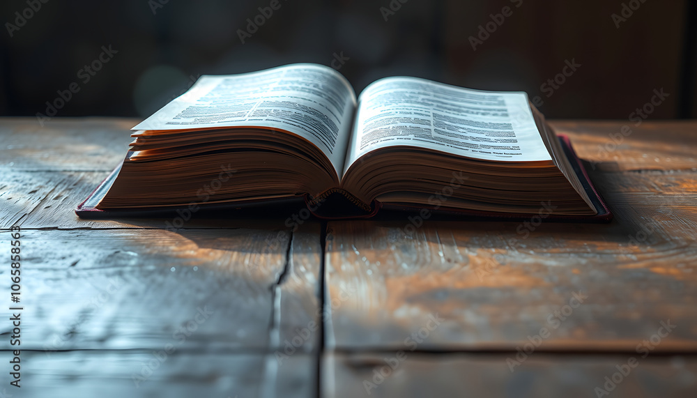 Shining Holy Bible - Ancient Book On Old Table isolated with white highlights, png Shining Holy Bible - Ancient Book On Old Table isolated with white highlights, png