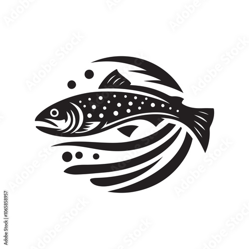 Realistic River Trout Fish Silhouette Vector Illustrations for Fishing Designs