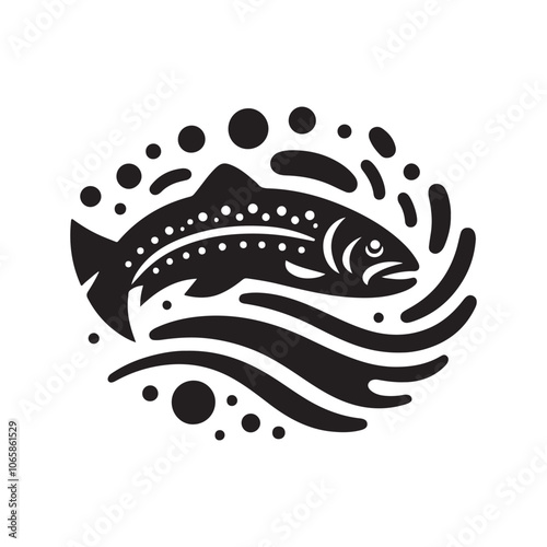 Realistic River Trout Fish Silhouette Vector Illustrations for Fishing Designs