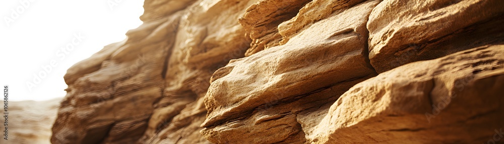 Obraz premium Close-up of Rough, Weathered Sandstone Cliff Face