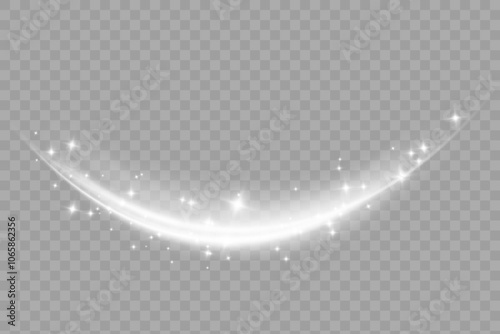 Glowing light effect with many glitter particles isolated on transparent background. Vector starry cloud with dust. Magic christmas decoration