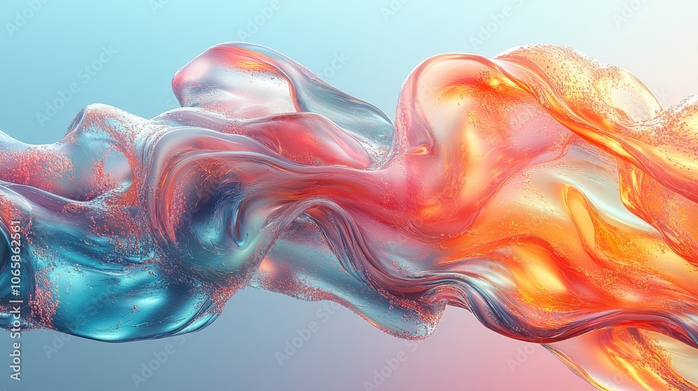 Obraz premium Colorful abstract fluid shapes flowing gracefully against a soft gradient background in a modern artistic style