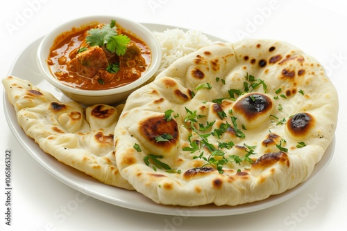 Delicious Naan and Curry Plate