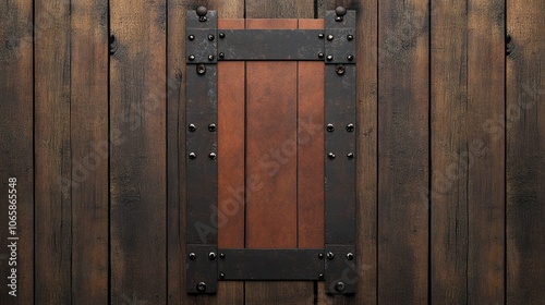 Rustic Wooden Door with Iron Hinges - Vintage Barn Style Architecture photo